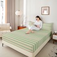 thumbnail image 3 of Castle Fairy Boho Horizontal Stripe Queen Sheets 4 Pieces,Bohemian Thin Line Queen Sheet Sets,Sage Pink White,1 Flat Sheet, 1 Fitted Sheet and 2 Pillowcases, 3 of 7