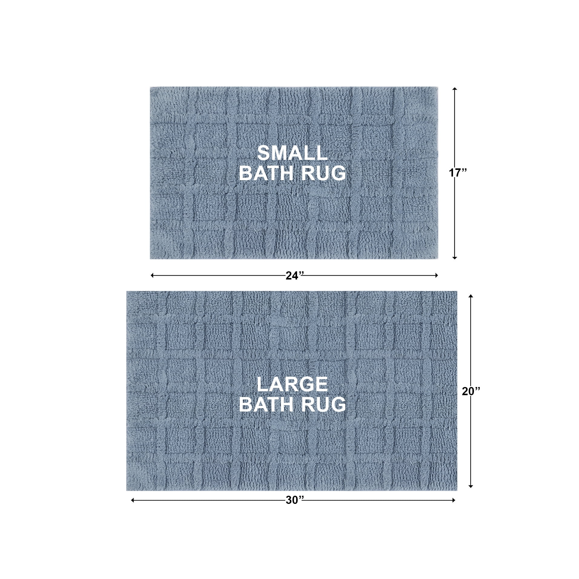Better Homes & Gardens Spa Grid Bath Rug Set, 2 Piece, Blue Silver, 17" x 24" & 20" x 30"
