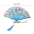 thumbnail image 2 of Unique Bargains 1 Pc Rose Print with Tassel Folding Fan for Masquerade Sky Blue Silk Fabric, 2 of 5