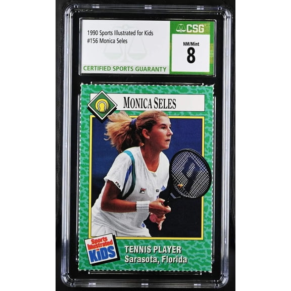 Monica Seles 1990 Sports Illustrated for Kids tennis Rookie Card CSG graded 8 NrMt-Mt