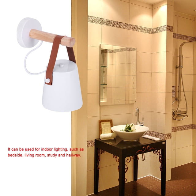 Lámpara de pared Jadeshay Hierro Madera Negro Blanco