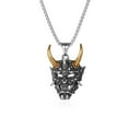 thumbnail image 2 of Halloween Decorations,Halloween Decorations Outdoor ,Ghost Mask Necklace,Gothic Mask Necklace for Men ,Mens Gothic Punk Pendant, Stainless Steel Silver Evil Demon Horn Jewelry Necklaces, 2 of 6