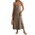 thumbnail image 3 of Laqbezok Women's Cotton Linen Camisole Dress, Casual Sleeveless Scoop Neck Midi Gown, Loose Solid Color Flowy Sun Dress for Summer Vacation, 3 of 5