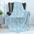 thumbnail image 4 of Christmas Soft Flannel Fleece Blanket, Joyous Holiday in December Cats with Necklaces Yellow Eyes Swirled Tails, Cozy Plush for Indoor and Outdoor Use, 50" x 60", Pale Blue Red White, by Ambesonne, 4 of 5
