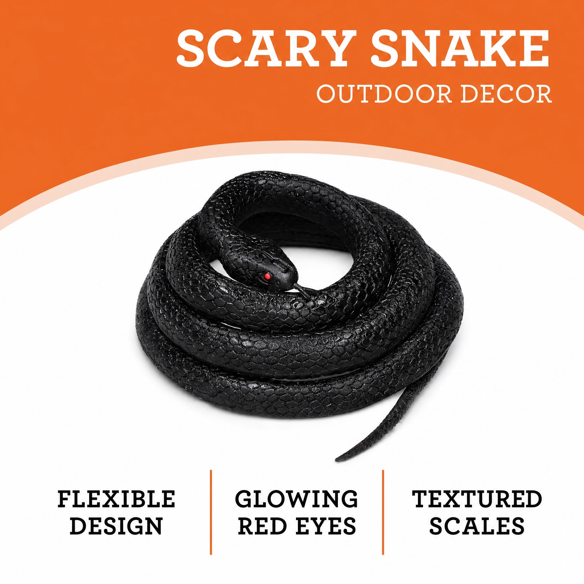 Scary Snake Decoration, Black, 46", Halloween by Way To Celebrate