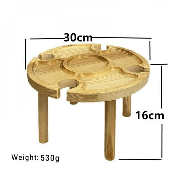 Wooden Outdoor Folding Picnic Table, Round Camping Table