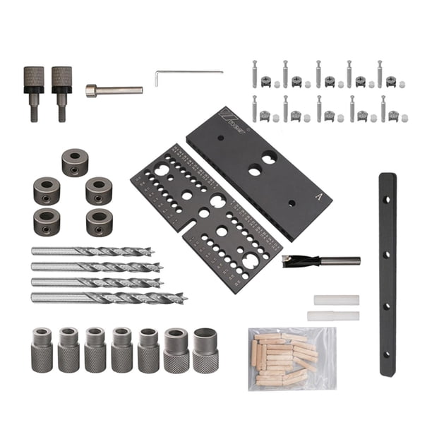 Kit de plantilla para perforar madera 3 en 1, guía para perforar madera, perforadora para carpintería, localizador de brocas para conectar placas Negro