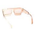 thumbnail image 4 of Funky 80s Asymmetrical Rectangle Thick Plastic Horn Rim Arm Sunglasses All Beige, 4 of 4