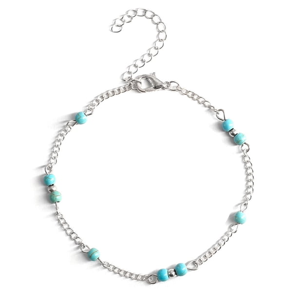 Guardurnaity Tobillera en capas oro plata estilo simple joyería estética accesorio de moda pulseras de tobillo para mujeres niñas plata Type3 NO3 Guardurnaity AP009796-02
