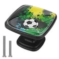 thumbnail image 1 of 4 Pcs Cabinet Handle Drawer Pulls Doodle Sport Soccer Knobs with Screws Square Furniture Office Cabinet Knob Decoration, 1 of 7