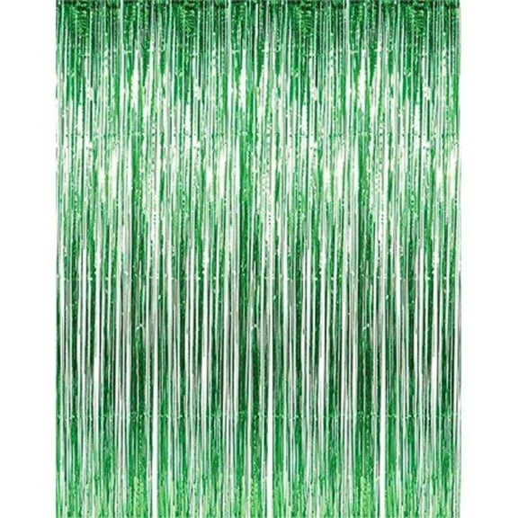 Green Metallic Foil Party Tassel Curtain Fringe Wall Decoration Hanging 3'x 8'