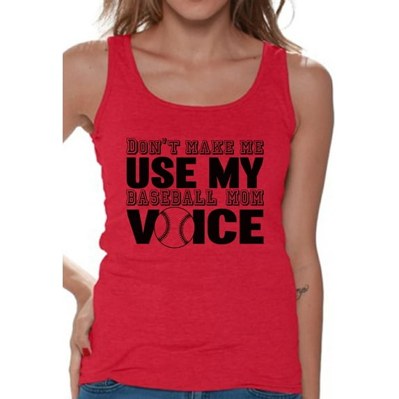 Women's Don't Make Me Use My Baseball Mom Voice Graphic Tank Tops Black Sport Mom