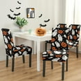 thumbnail image 2 of Halloween Chair Covers Set of 4,Holiday Dining Stretch Removable Protector,Ghost Spooky Pumpkin Chair Back Covers Farmhouse Decor,Colorful Seat Slipcovers for Dining Room and Party, 2 of 5