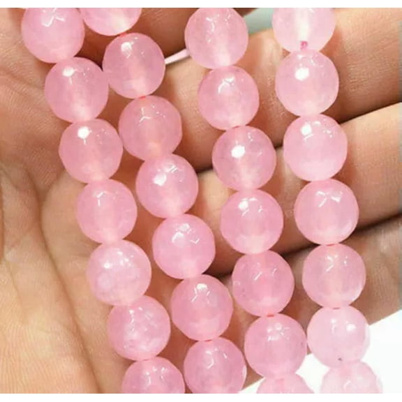 EOEMY Superb Faceted 8/10mm Pink Rose Quartz Gemstones Loose Beads 15 ''##Kh107 -10mm