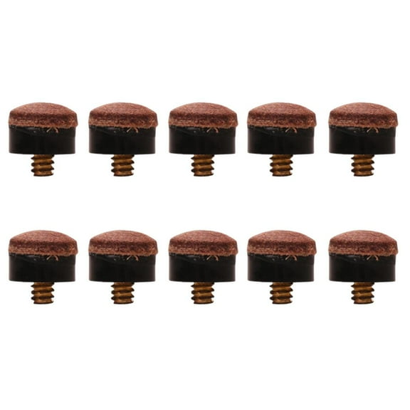 Pack of 10 Pieces 12mm Billiards Screw-On Pool Cue Stick Replacement Tips Brown
