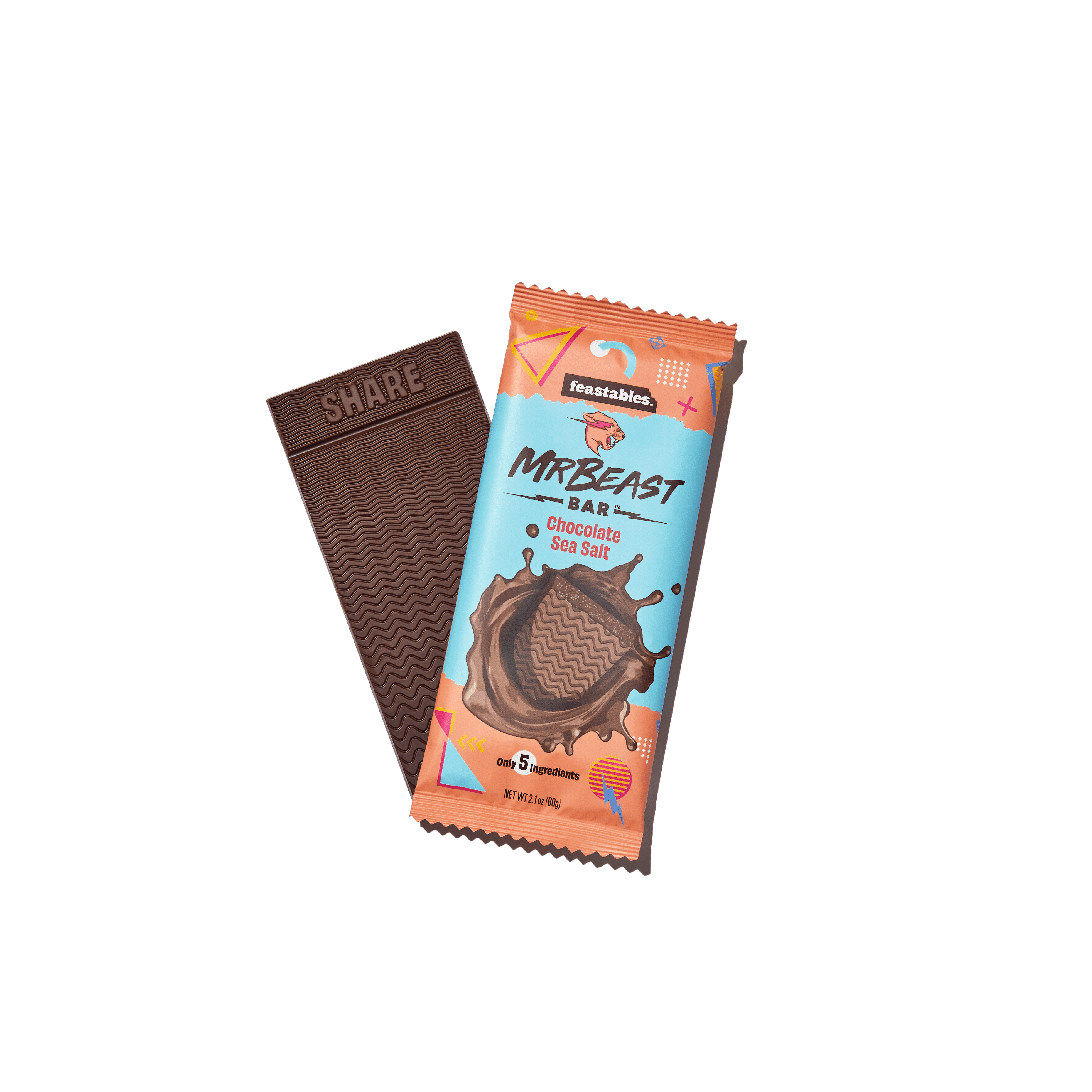 Feastables MrBeast Chocolate Sea Salt Bars - Made with Organic Cocoa. Plant  Based with Only 5 Ingredients, 10 Count