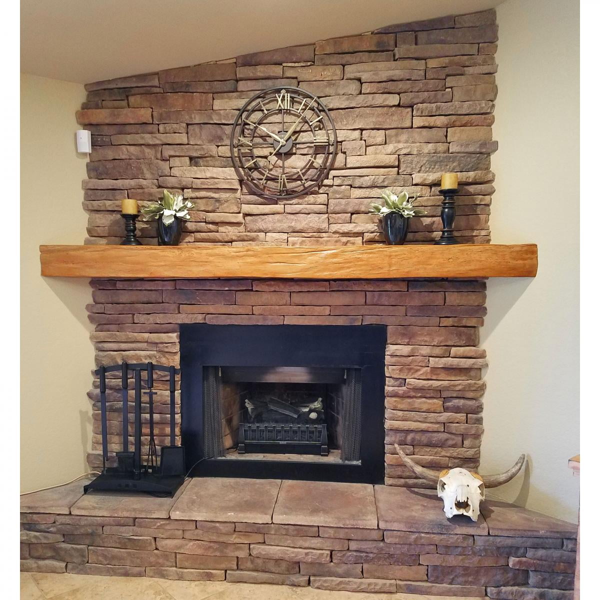 6"H x 10"D x 48"W Knotty Pine Faux Wood Fireplace Mantel, Walnut Stain