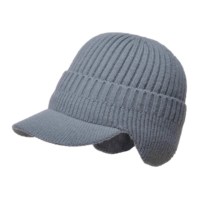 Mens Thick Wool Hat Autumn And Winter Outdoor Warm Ear Protection Knitted Hat