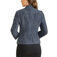 thumbnail image 3 of INSPIRE CHIC Women's Plaid Tweed Blazer Long Sleeve Open Front Work Office Jackets S Dark Blue, 3 of 6
