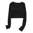 thumbnail image 3 of Admvng Tops for Women Trendy Sport Tops with Built in Bra Padded Yoga Workout Long Sleeves Running Althletic T-shirt,Sizes M, 3 of 3