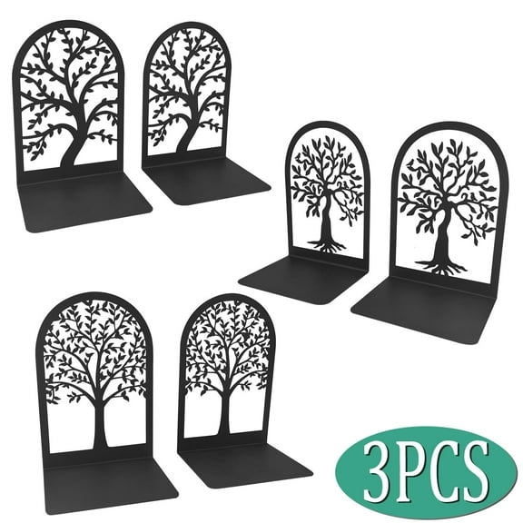 Book Ends Metal Bookends for Shelves Black Bookends for Heavy Books for Home Office Supplies 3Pairs