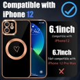 thumbnail image 5 of Compatible with iPhone 12 Case Magsafe, Cute Heart Pattern Luxury Plating Full Camera Lens Protection Magnetic Case for iPhone 12 for Women Girl-Black, 5 of 13