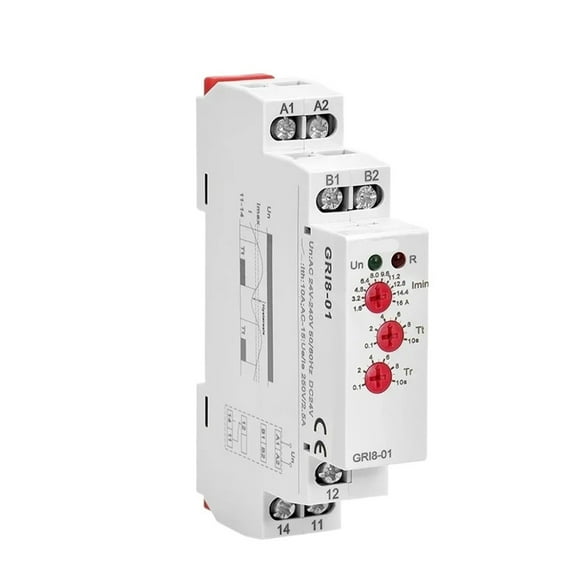 EJYWPSWD GRI8-01/02 Current Monitoring Relay 0.5A 1A 2A 5A 8A 16A AC DC24V-240V Over Current Undercurrent Protection Relay