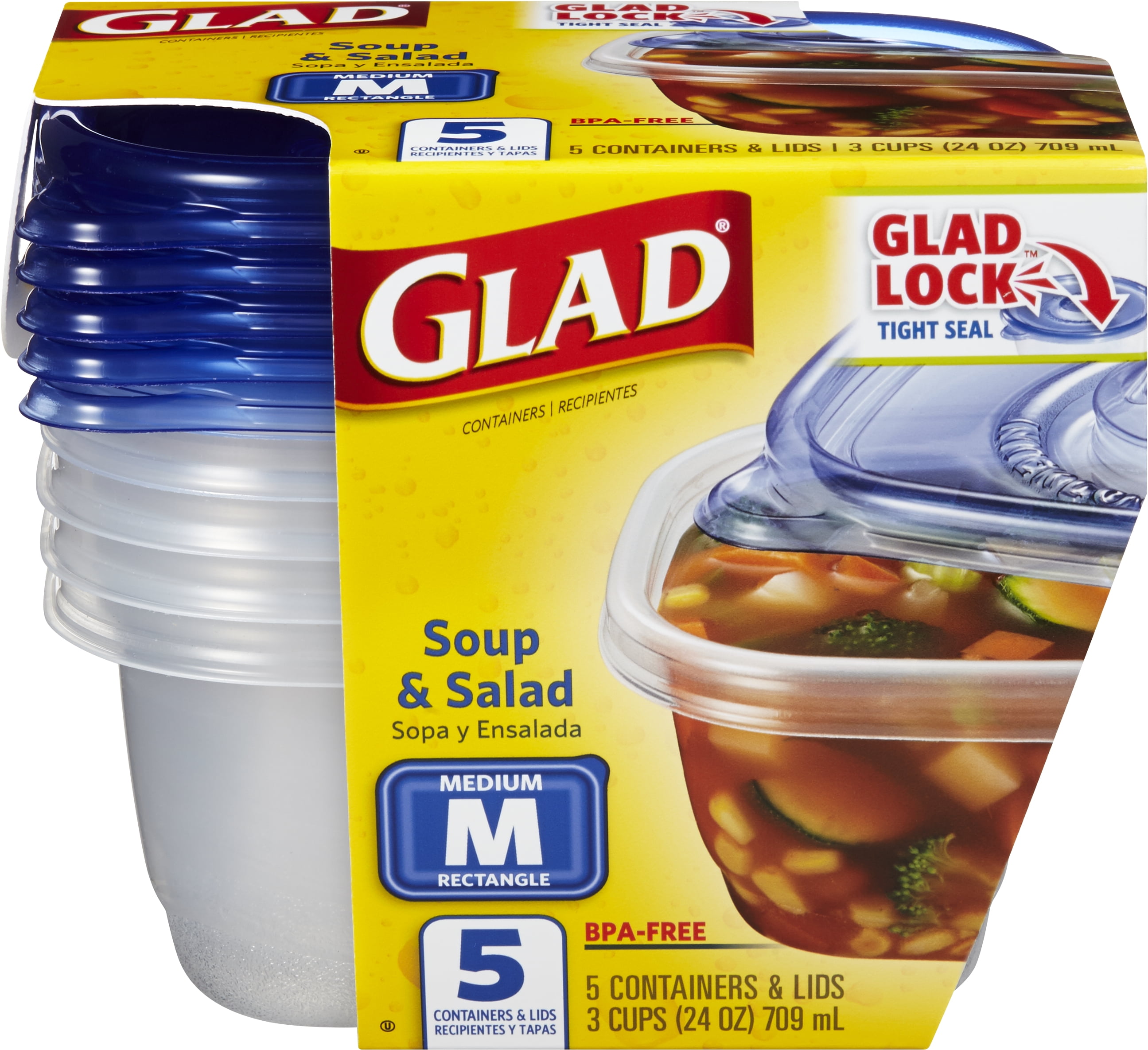 Glad Mini Round Food Storage Containers, 4 oz, 8/Pack, 12 Packs/Carton  (70240)