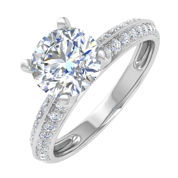 1 Carat Prong Set Solitaire Diamond Engagement Ring Band in 14K White Gold (Ring Size 11)