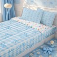 thumbnail image 3 of Erosebridal Preppy Line Bow Zipper Full Size Comforter Sets with Fitted Sheet and 2 Pillowcases,Classic Gingham Base Zipper Bedding Set,Sky Blue White,4pcs,Reversible, 3 of 6