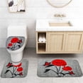 thumbnail image 4 of BSHAPPLUS 16pc Bathroom Sets Red Flower Shower Curtain and Rug Sets Bathroom Decor, Waterproof Shower Curtain with 12 Hooks and Toilet Cover Mat and  Pedestal Rug Set, 4 of 6