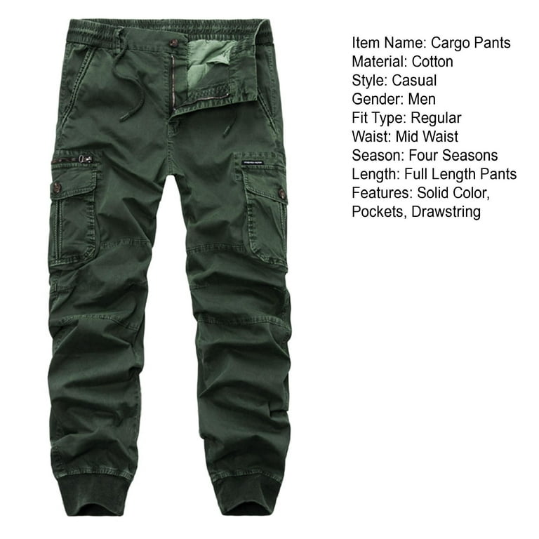 Men Elastic Waist Ankle-Tied Cargo Pants - Walmart.com