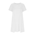 thumbnail image 5 of QUYUON Women Tunic Swing Dress Summer Round Neck Short Sleeve T-Shirt Mini Dress with Pockets Solid Color Casual Loose A-Line Beach Sundresses Evening Cocktail Party Pullover Dress, White S, 5 of 7