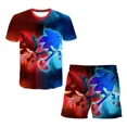 thumbnail image 3 of Camisetas nuevas para niños, camisetas de Sonic y pantalones cortos, conjuntos de 2 piezas, camisetas de anime para niños, conjuntos de ropa de verano para bebés, 3 of 5