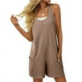 thumbnail image 1 of Combinaison d'Été Décontractée Sans Manches pour Femmes, Combishort Ample à Col Rond avec Poches, Vêtements 2026 Kaki P, 1 of 8