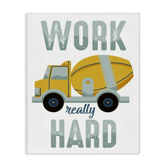 Stupell Industries Work Really Hard Phrase Transportation Painting Wrapped Canvas Art Print Wall Art, 16 x 20
