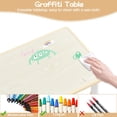 thumbnail image 2 of 4 - in - 1 niños mesa y 2 sillas set con height - adjustable feature y superficie con grafiti: 23.6 x 23.6 x 19 pulgadas, durable y safe ages 2 - 10 in playroom, classroom o home (burlywood), 2 of 8