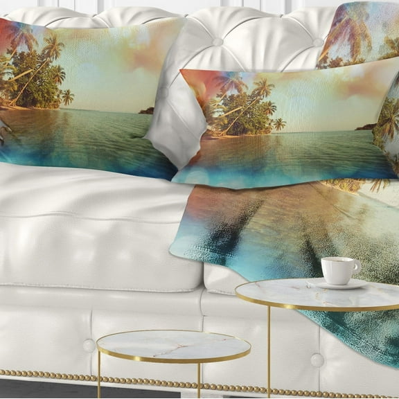 Designart 12" x 20" Blue Polyester Throw Pillow