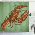 thumbnail image 1 of Ambesonne Lobster Shower Curtain, Antique Vintage Style, 69"Wx84"L, Pale Green Vermilion, 1 of 3
