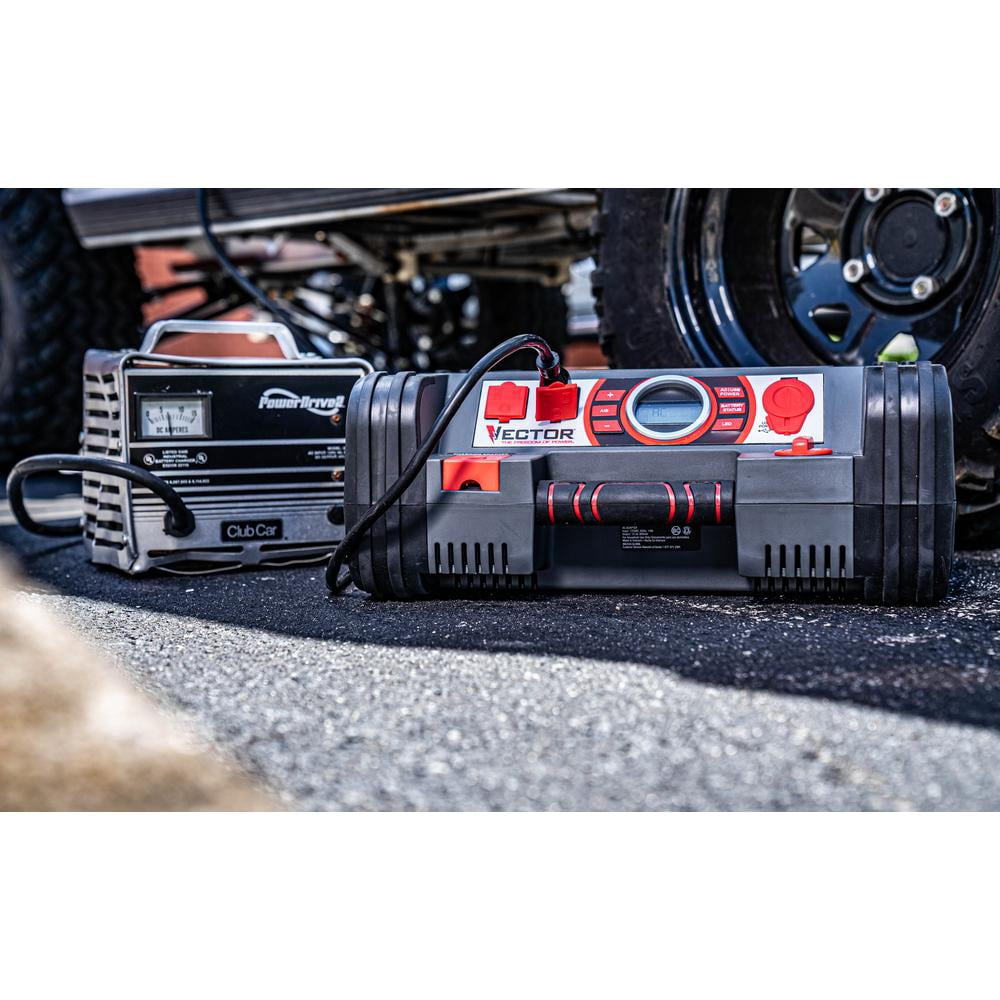 Vector 1200 Peak Amp Automotive Jump Starter, Portable Power - 10W USB Port, 500W Inverter, 120 PSI Air Compressor