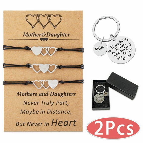 Mother Daughter Bracelets Mother Keychain Birthday/Mother Day Gift for Mom from Daughter Son Mommy Daughter Matching Bracelets for Christmas Valentine Design 1