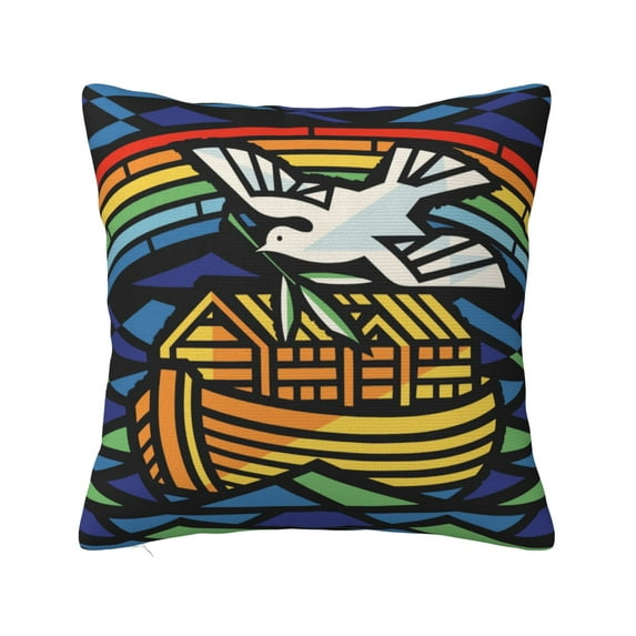 ZICANCN Noah Ark Flood Rainbow Decorative Throw Pillow Covers , Couch Sofa Decorative Knit Pillow Covers for Living Room Farmhouse 26"x26"