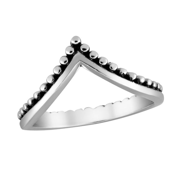 Vintage Dotted Crown Curve Sterling Silver Band Ring-8