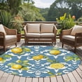 thumbnail image 4 of Lemon with Round Rugs for Living Room 6ft Leaves Floral Pattern Blue Non Slip Circle Rug Washable Low-Profile Indoor Carpet for Bedroom, Dining Room, Bathroom, 4 of 9