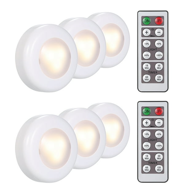 Paquete de 6 Luces Led para Debajo Del Gabinete Con Control Remoto Brillo Ajustable Tomshoo Luz del gabinete