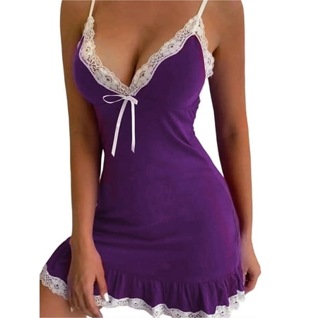 

Prettycamp Women Lingerie Set Sexy Spaghetti Strap Babydoll Nightdress with Thong