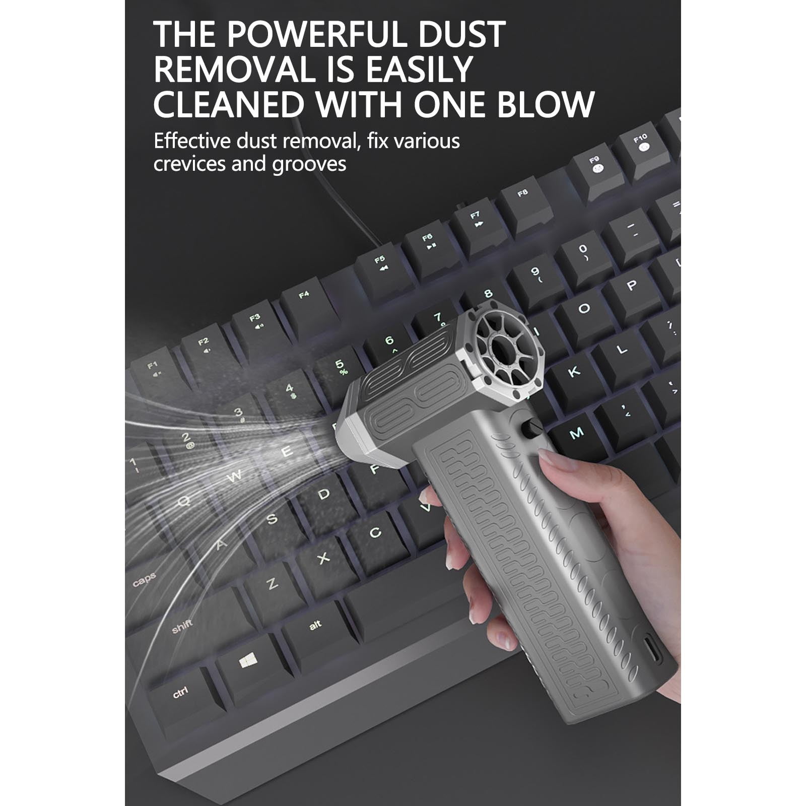 Handheld Blower, Portable High-Velocities Fan with Brushless Motor, 6x3.5in Multi-Function Air Duster for Outdoor Dusts & Snow Removal (Includes Nozzle & Storage Bag)