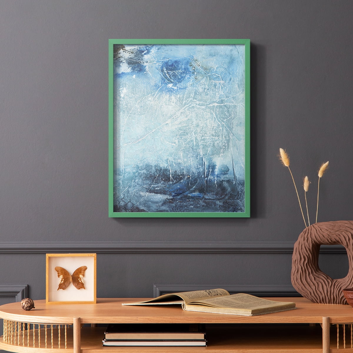 Coastal Seas IV Framed Print in Green Solid Wood Framed Print No Nail Hanging