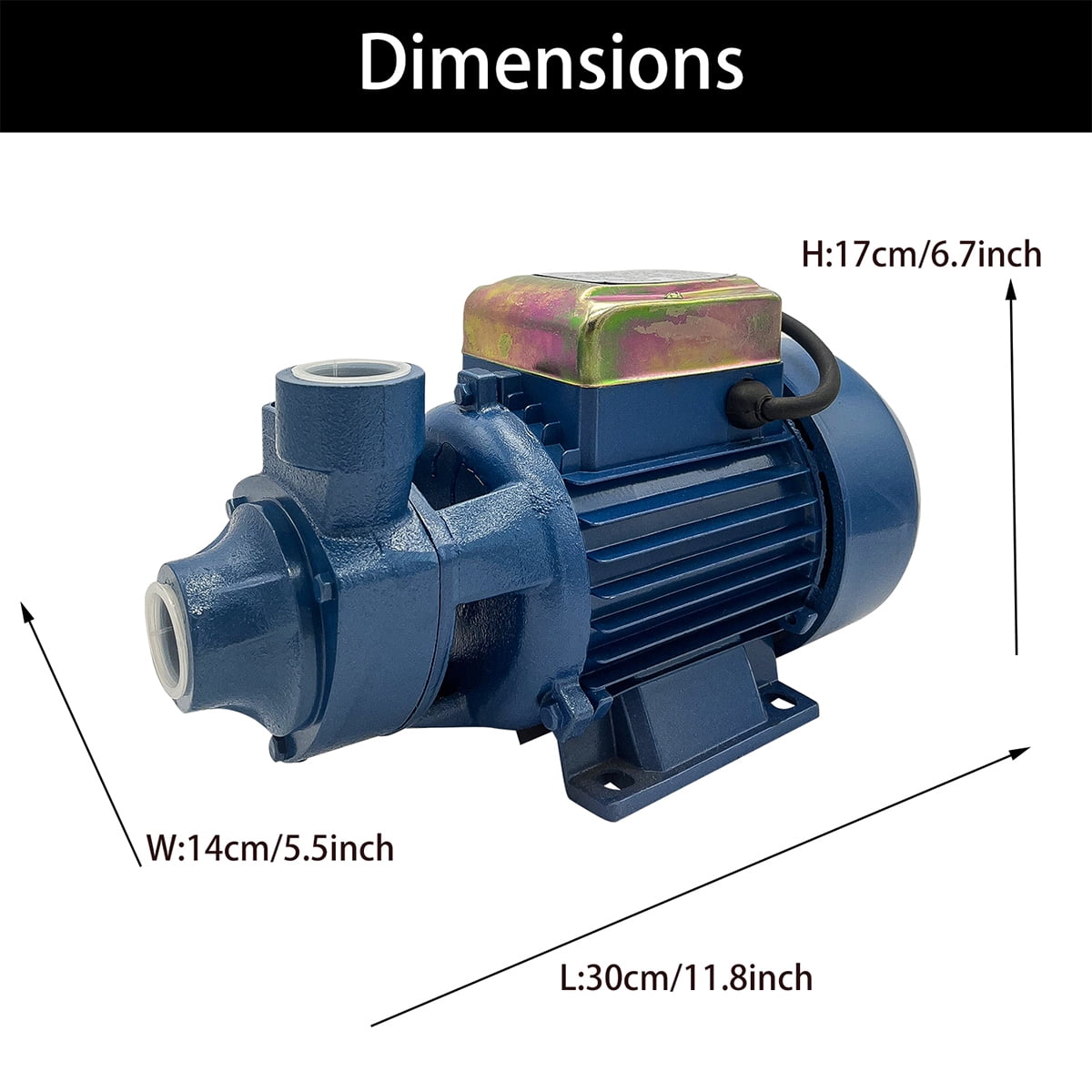 iMeshbean 1HP Clear Water Pump Electric Transfer Centrifugal Bio Diesel Pond Pool Farm US