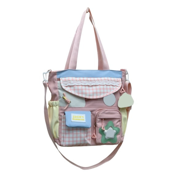 Cute Charm Rucksack 17.32" Polyester Water-Resistant Multi-Compartment for Shopping Travel (Light Pink)